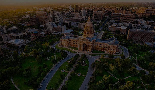 The Texas State Capitol in Austin from the air